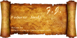 Federer Jenő névjegykártya